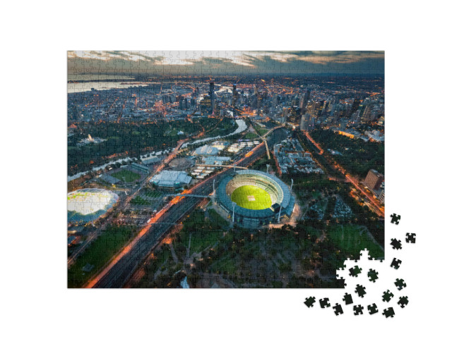 Puzzel 1000 stukjes „Avondsfeer boven Melbourne, Australië“