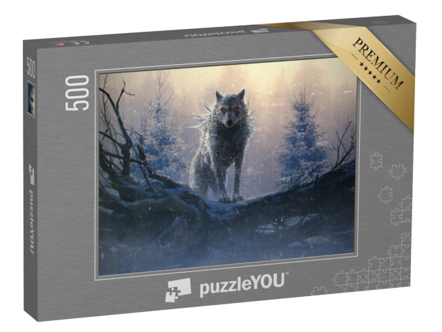 Puzzel 500 stukjes „Fenrir, de reusachtige ijswolf uit de Noorse mythologie“