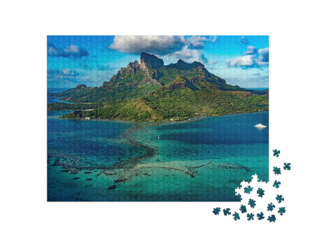 Puzzel 1000 stukjes „Bora Bora luchtfoto panorama landschap Frans-Polynesië“
