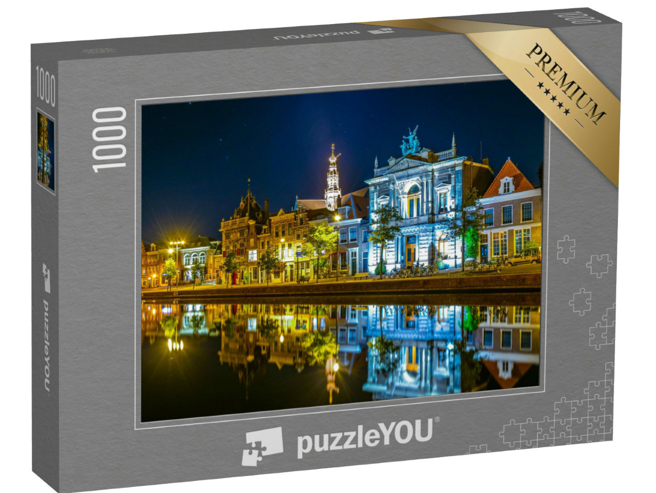 Puzzel 1000 stukjes „Teylers Museum bij nacht in de stad Haarlem“