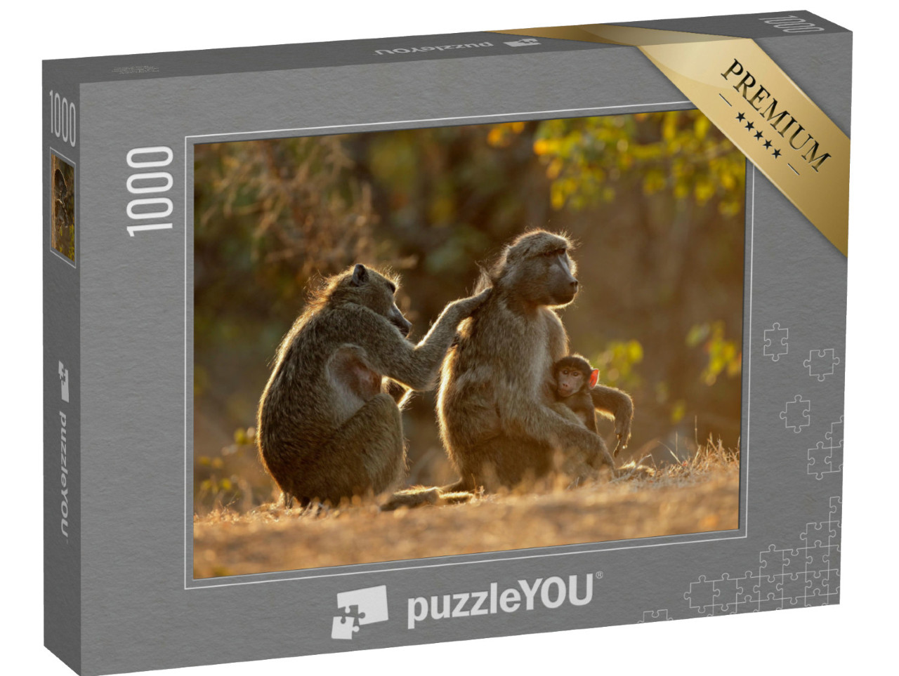 Puzzel 1000 stukjes „Familieleven met de Chacma bavianen, Kruger National Park, Zuid-Afrika“