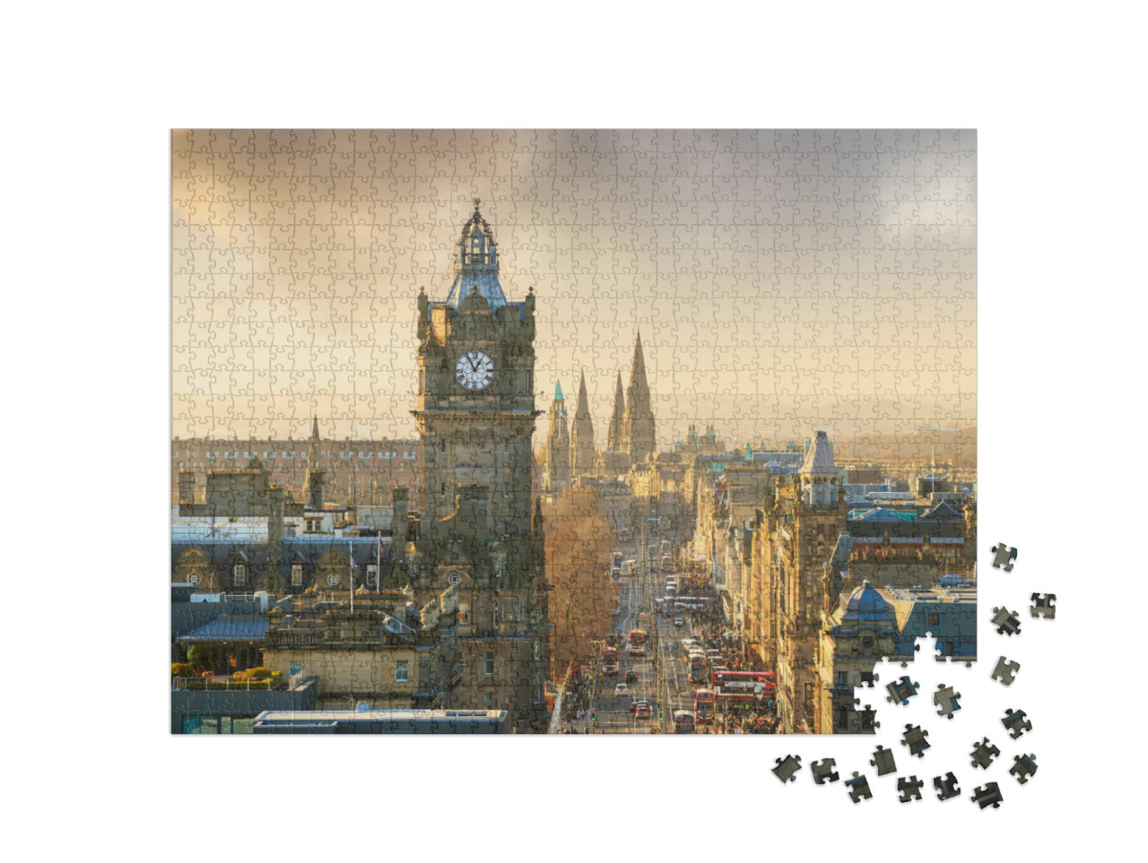 Puzzel 1000 stukjes „Oude binnenstad van Edinburgh met kasteel, Schotland“