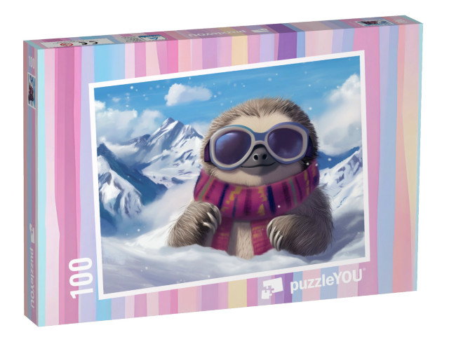 Puzzel 100 stukjes „Schluffi luiaard in een sneeuwparadijs“