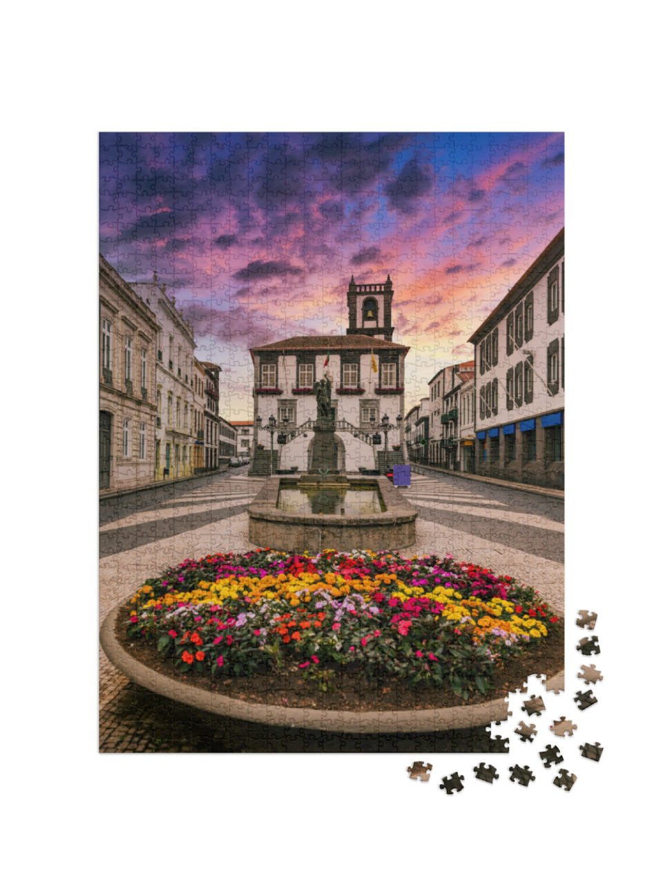 Puzzel 1000 stukjes „Stadhuis in Ponta Delgada, Azoren, Portugal“