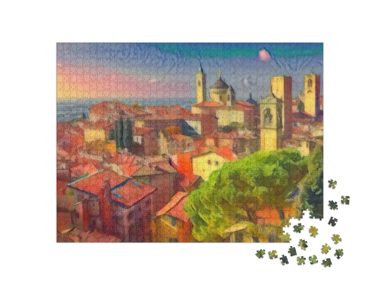 Puzzel 1000 stukjes „in de kunststijl van Franz Marc - Bergamo, Lombardije, Italië - Puzzel-verzameling Kunstenaars & Schilderijen“