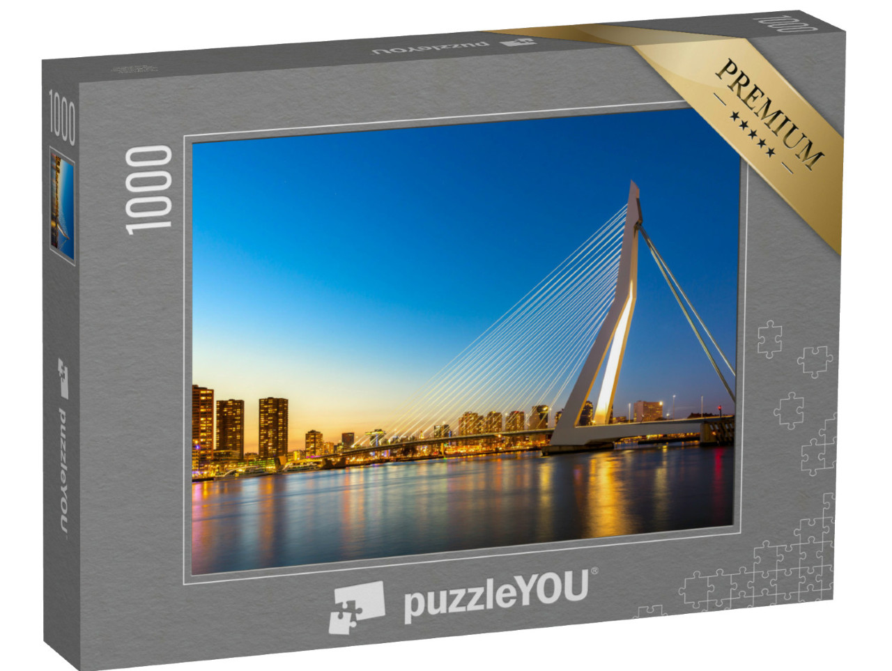 Puzzel 1000 stukjes „Panoramisch uitzicht op de Erasmusbrug over de Maas“