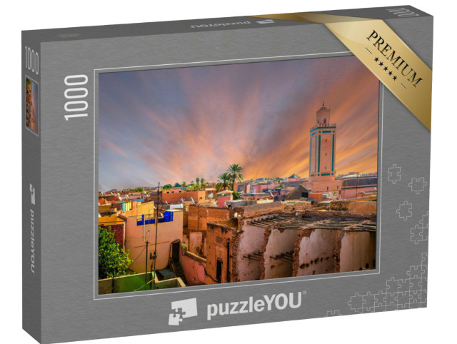 Puzzel 1000 stukjes „Panoramisch uitzicht op Marrakech en de oude medina, Marokko“