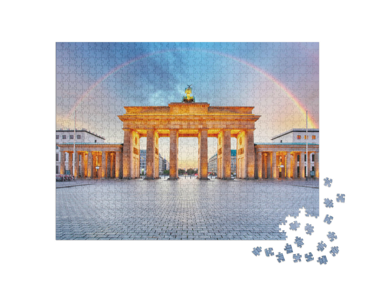 Puzzel 1000 stukjes „De Brandenburger Tor met regenboog“