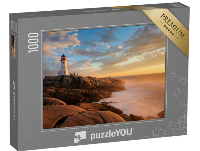 Puzzel 1000 stukjes „Zonsondergang boven de vuurtoren van Peggy Cove, Nova Scotia, Canada“