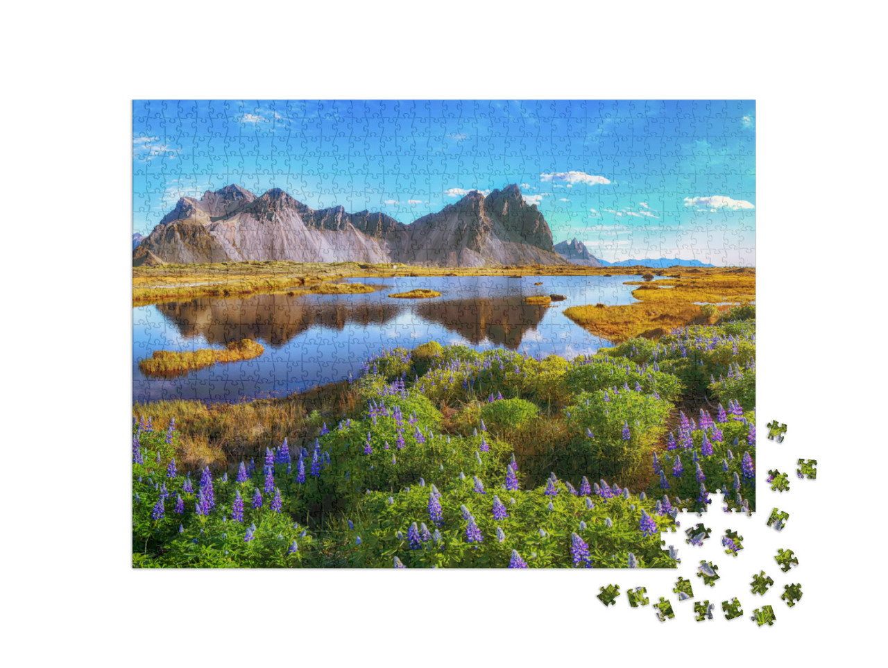 Puzzel 1000 stukjes „Pittoresk en wild: Stokksnes Cape, Vestrahorn, IJsland“