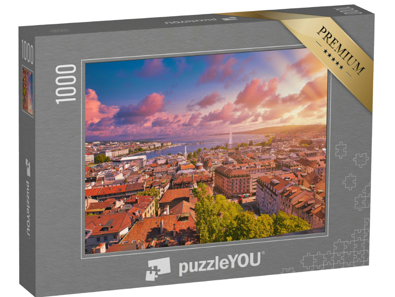 Puzzel 1000 stukjes „Genève bij zonsondergang“