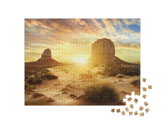 Puzzel 1000 stukjes „Zonsondergang in Monument Valley, VS“