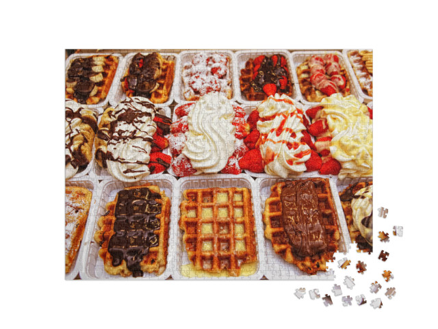Puzzel 1000 stukjes „Heerlijke Belgische wafels in Brussel“