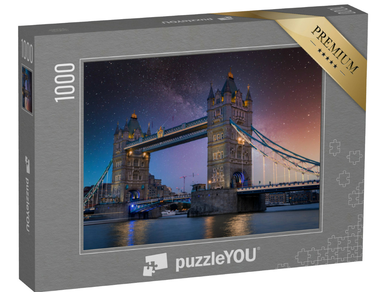 Puzzel 1000 stukjes „Heldere sterrennacht boven de Tower Bridge in Londen“