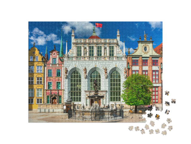 Puzzel 1000 stukjes „Architectuur van de oude binnenstad van Gdansk met Artus Court, Polen“