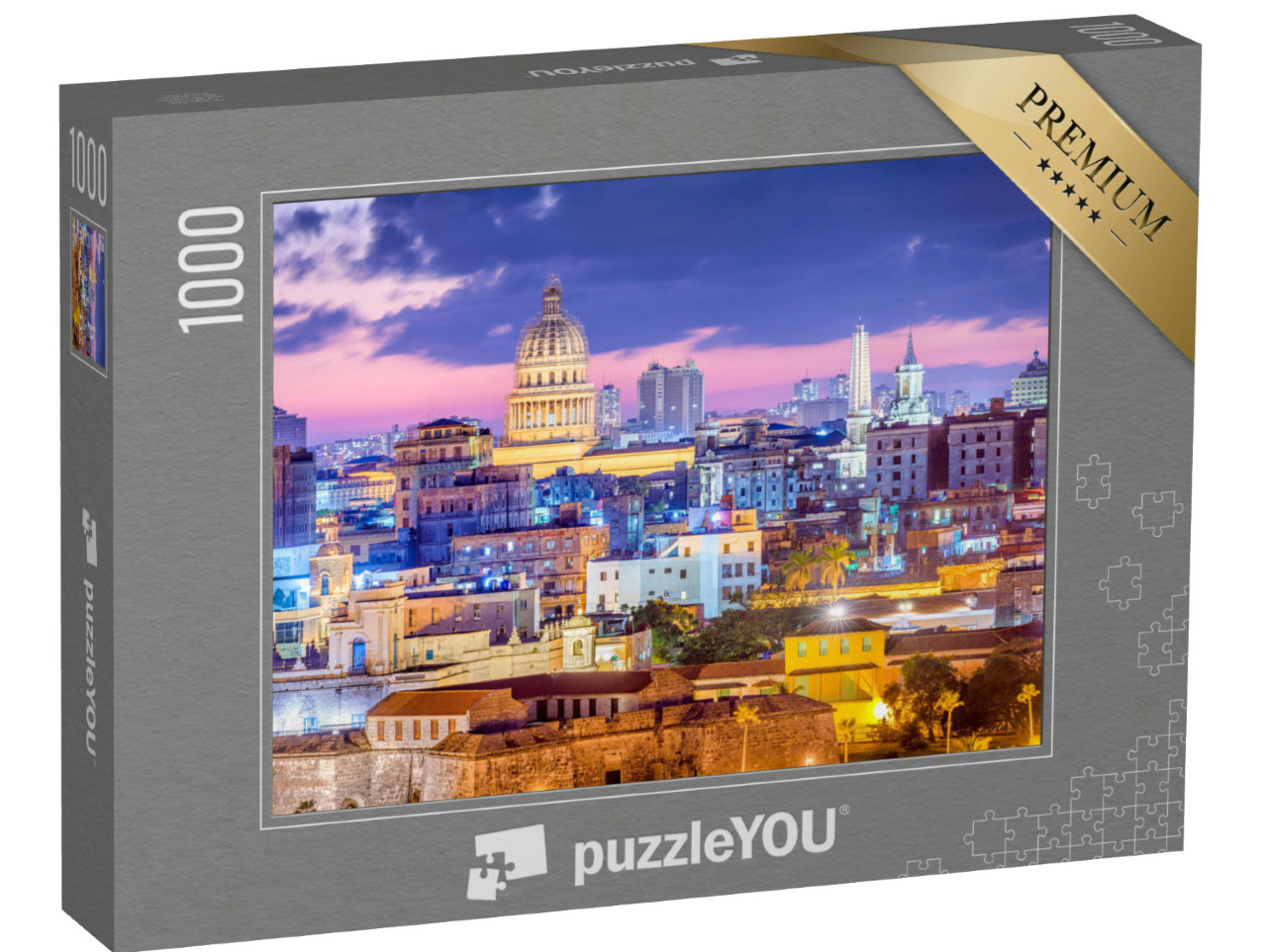 Puzzel 1000 stukjes „Havana skyline in de avond, Cuba“