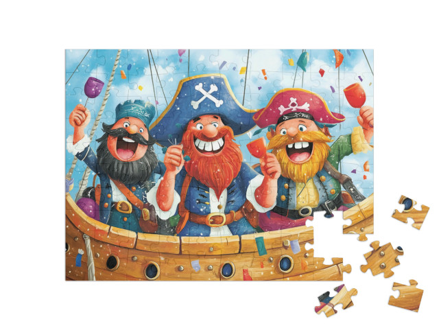 Puzzel 100 stukjes „De vrolijke piratenverjaardagsbende“