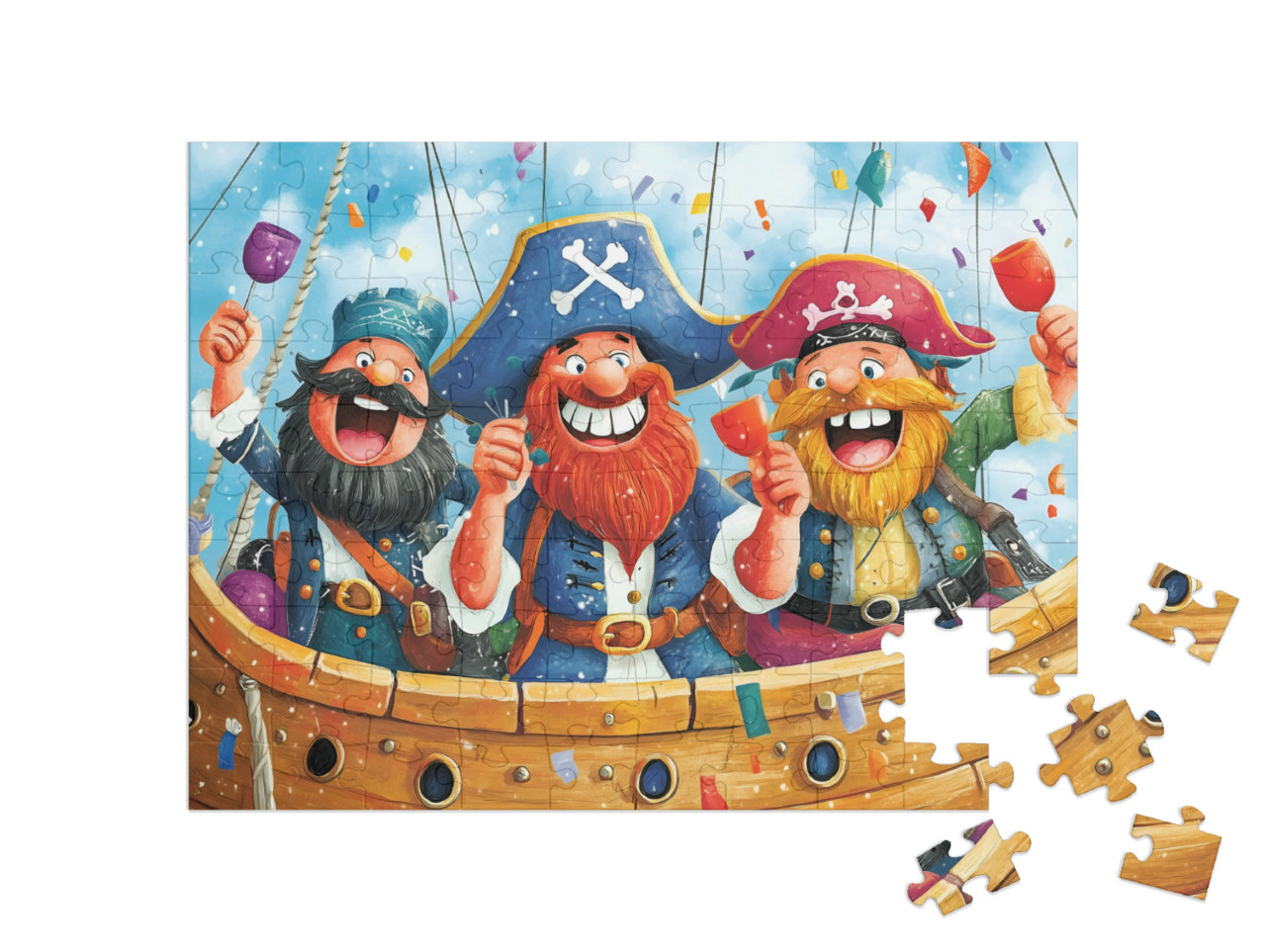 Puzzel 100 stukjes „De vrolijke piratenverjaardagsbende“