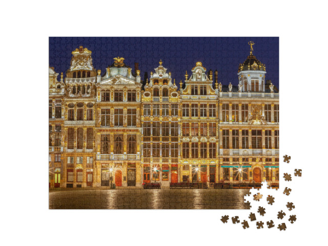 Puzzel 1000 stukjes „Grote Markt in Brussel bij nacht“