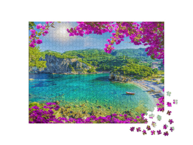 Puzzel 1000 stukjes „Baai met kristalhelder water in Paleokastritsa, Corfu, Griekenland“