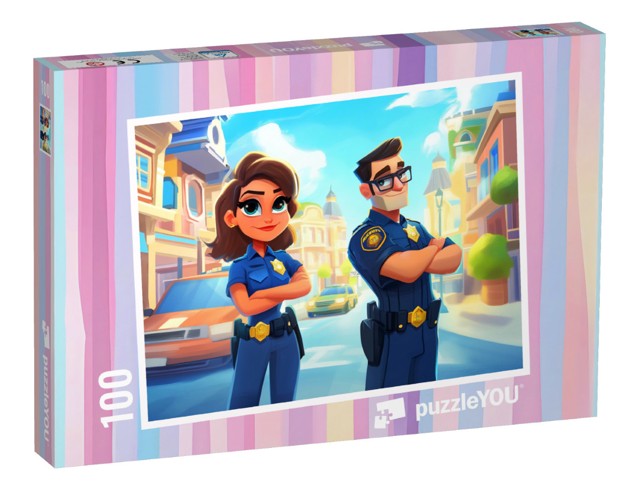 Puzzel 100 stukjes „Op patrouille door de stad“