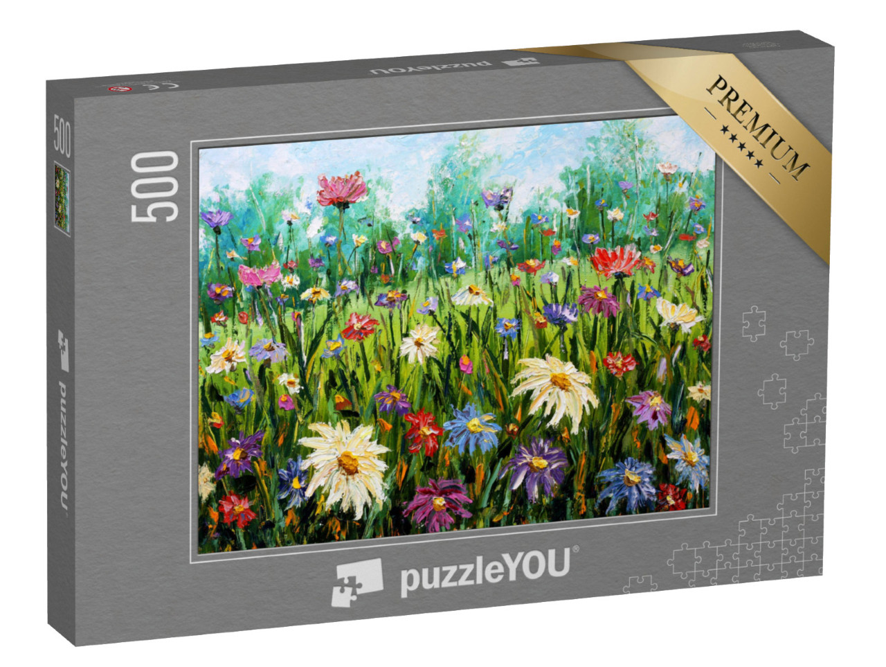 Puzzel 500 stukjes „Olieverfschilderij: Wilde bloemen“