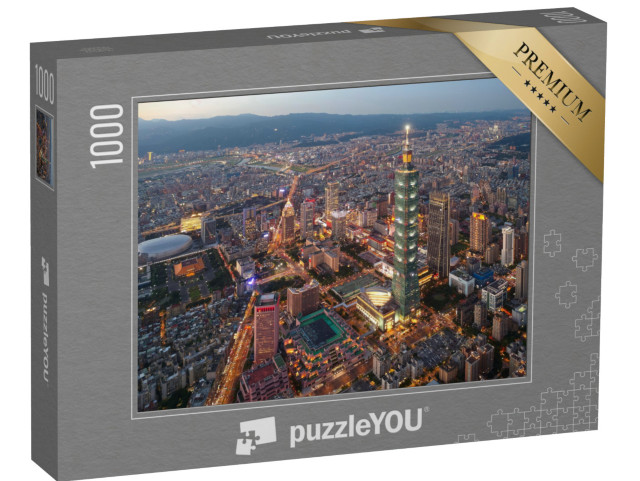 Puzzel 1000 stukjes „Skyline van het centrum van Taipei, Taiwan“