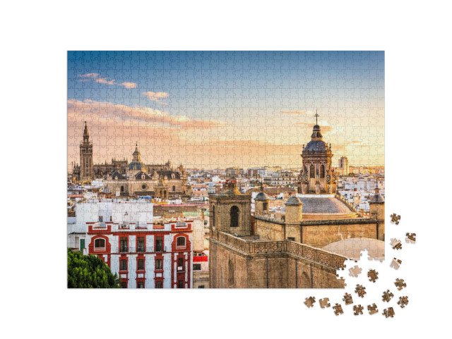 Puzzel 1000 stukjes „Skyline van het historische centrum van Sevilla, Spanje“