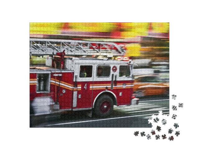Puzzel 1000 stukjes „Brandweerwagen in actie“