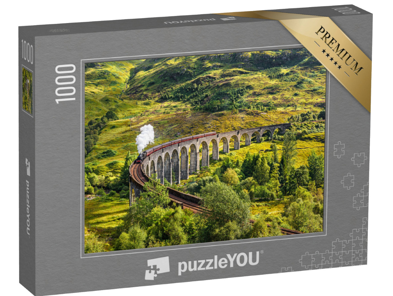 Puzzel 1000 stukjes „Glenfinnan spoorwegviaduct in Schotland met stoomtrein, Schotland“