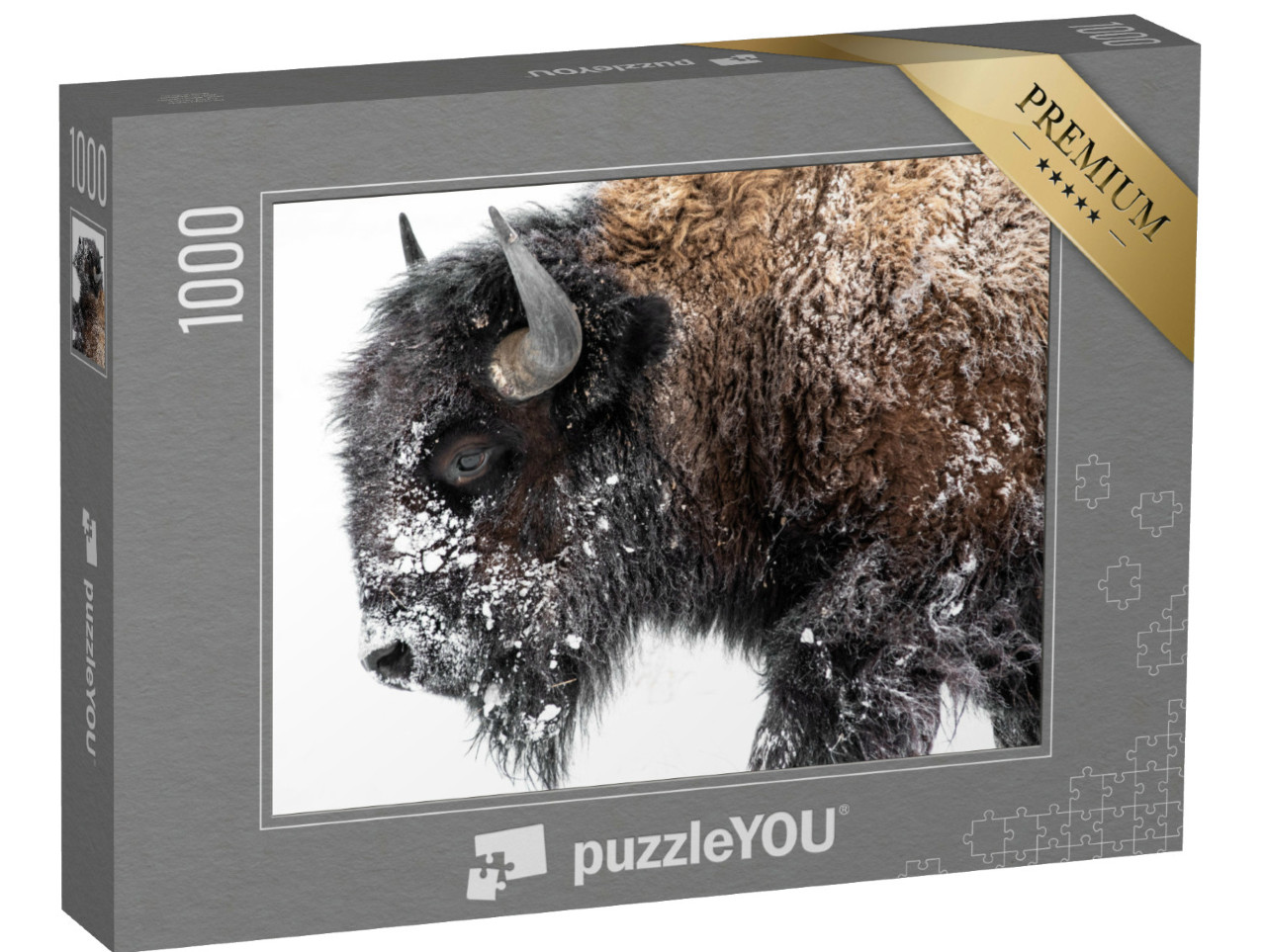 Puzzel 1000 stukjes „Bizons op weg naar de sneeuw“