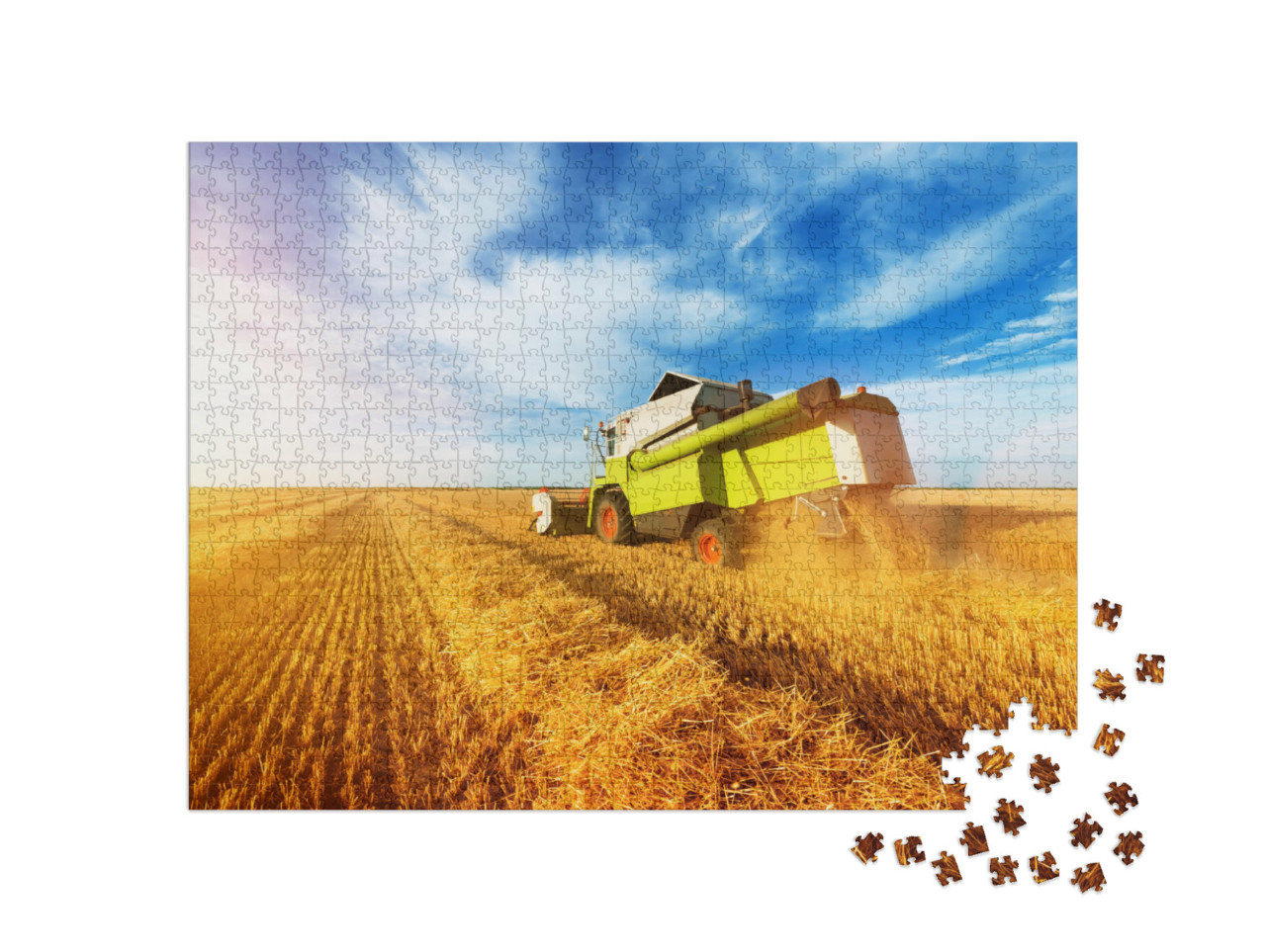 Puzzel 1000 stukjes „Maaidorser oogst in het gouden tarweveld“