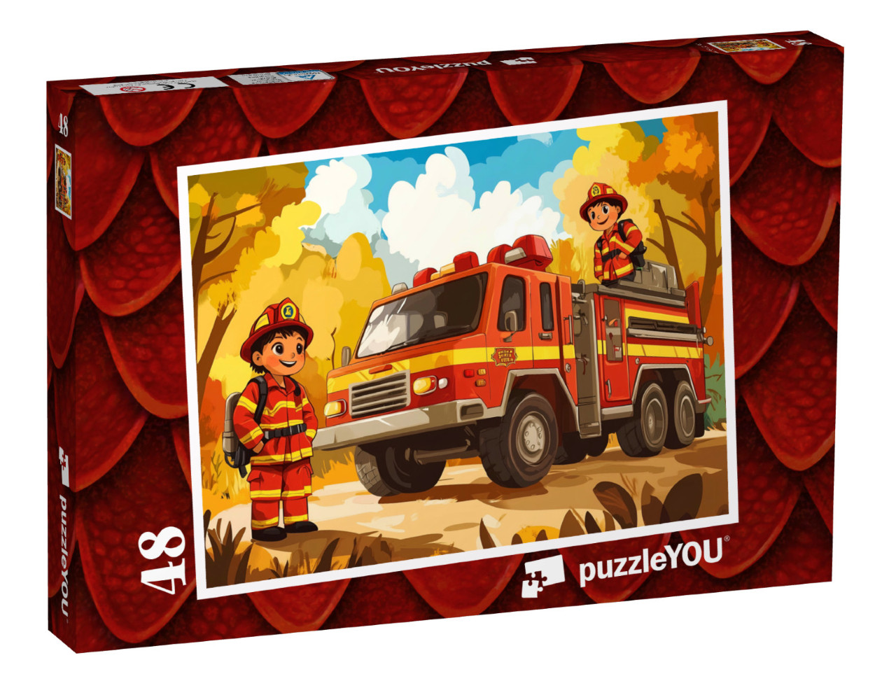 Puzzel 48 stukjes „Brandweerteam in actie“