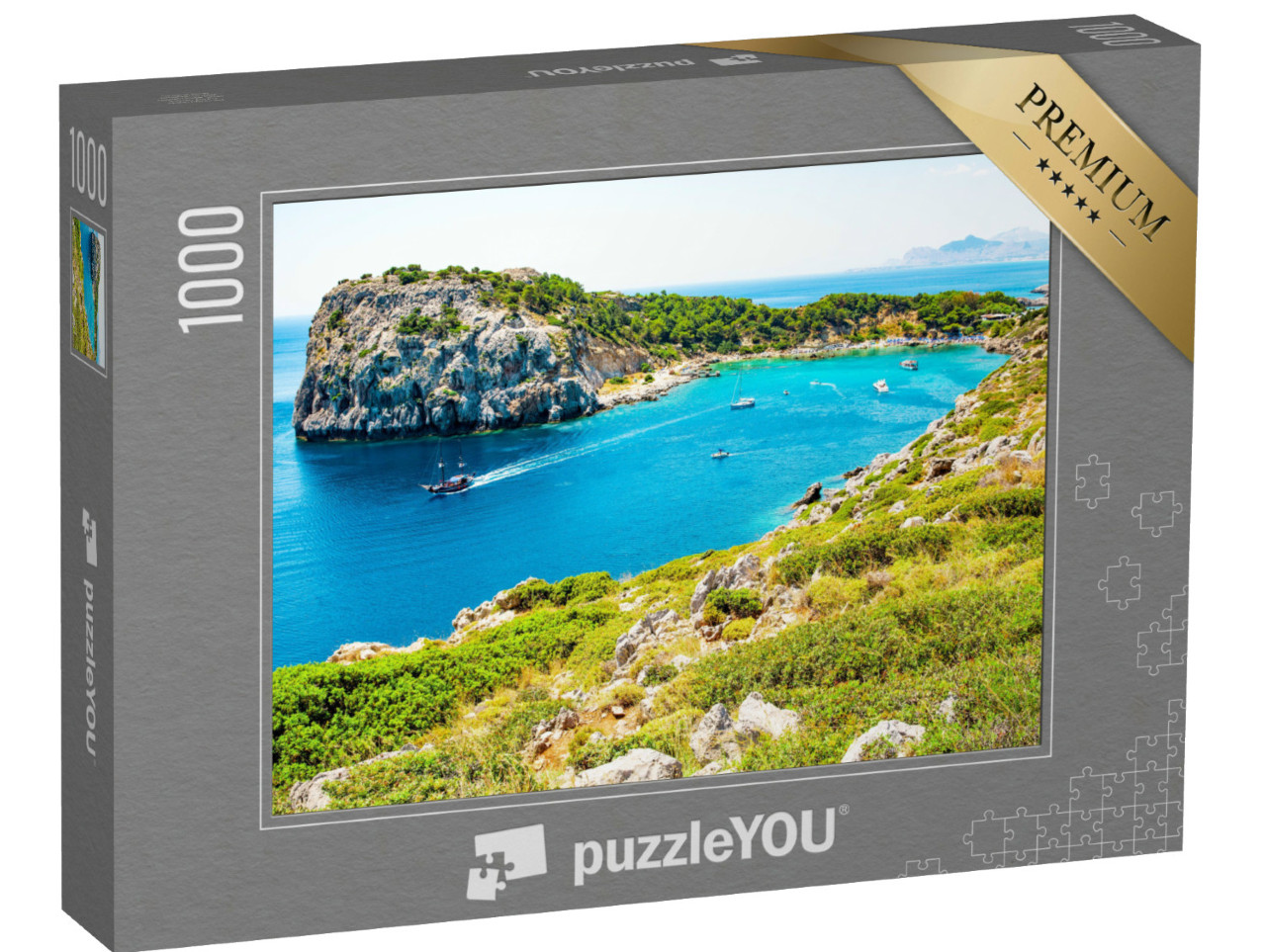 Puzzel 1000 stukjes „Anthony Quinn Baai op Rhodos, Middellandse Zee, Griekenland“