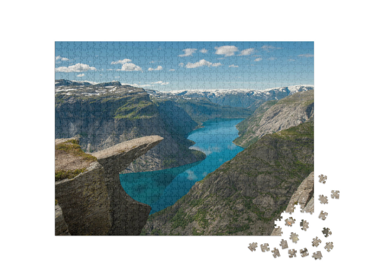 Puzzel 1000 stukjes „Trollentong boven het Ringedalsvatnet meer, Noorwegen“