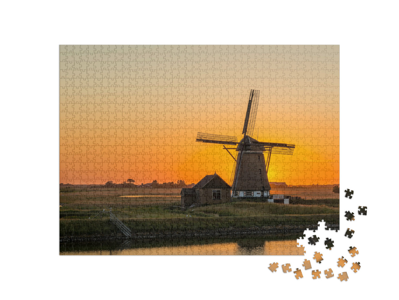 Puzzel 1000 stukjes „Windmolen op het eiland Texel, Nederland“
