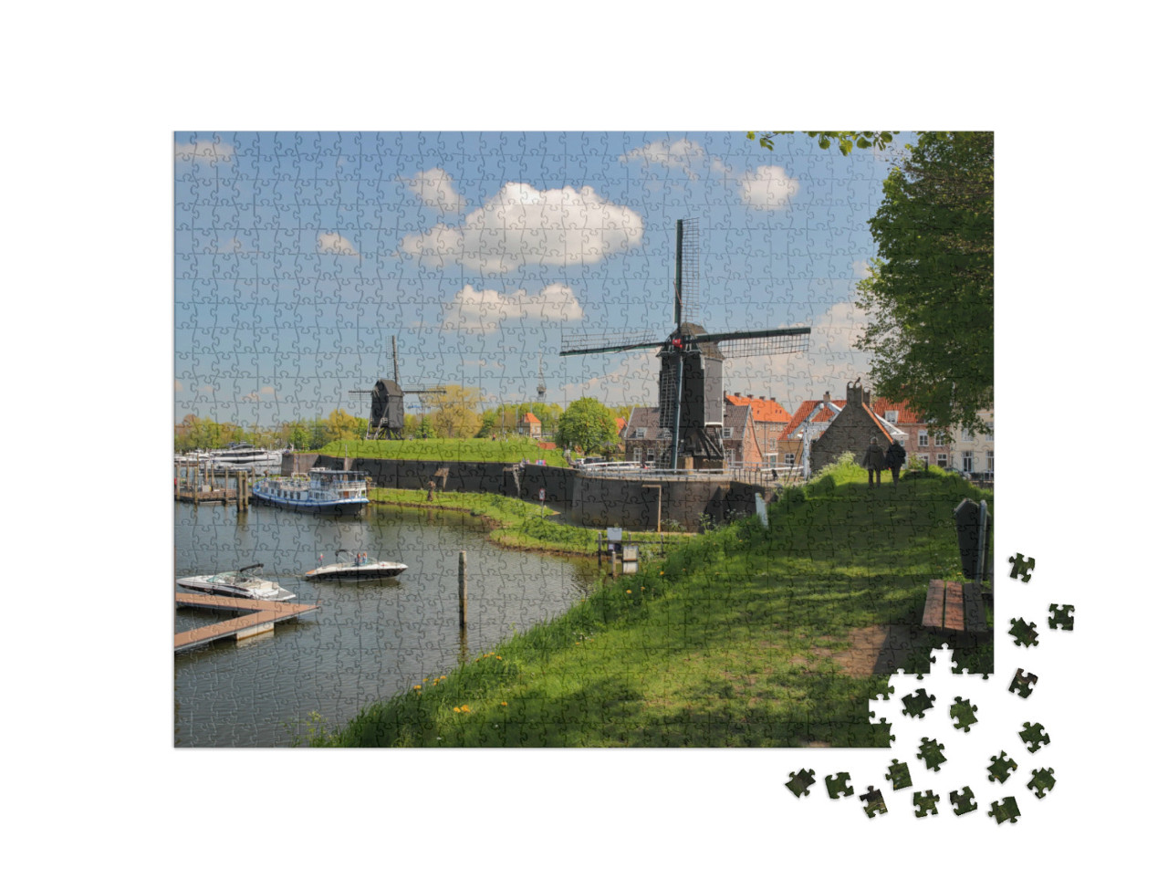 Puzzel 1000 stukjes „De haven van Heusden, Noord-Brabant, Nederland“