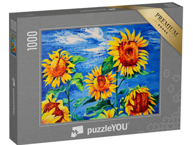 Puzzel 1000 stukjes „Olieverfschilderij: Zonnebloemen“