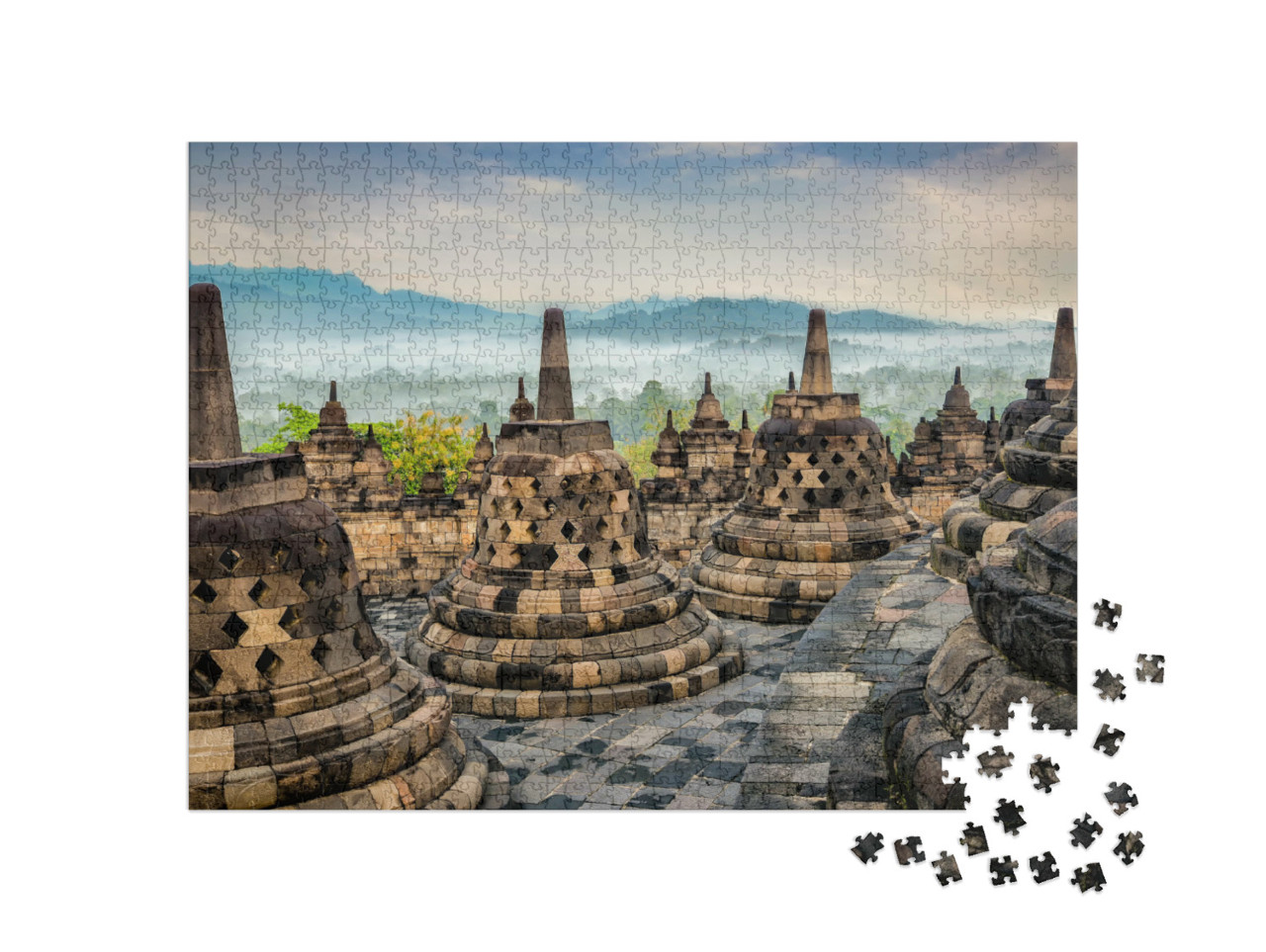 Puzzel 1000 stukjes „Boeddhistische tempel, Midden-Java, Indonesië“
