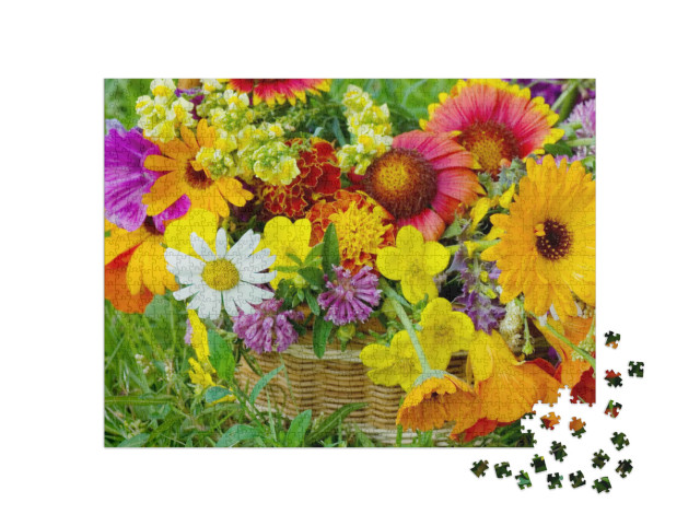 Puzzel 1000 stukjes „Bloemen in een mand“