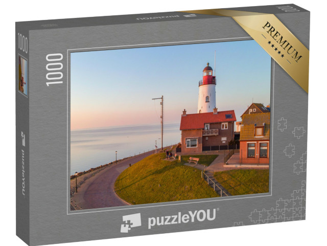 Puzzel 1000 stukjes „Vuurtoren van Urk bij zonsondergang“
