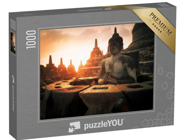 Puzzel 1000 stukjes „Boeddhabeeld in het Borobudur tempelcomplex, Indonesië“