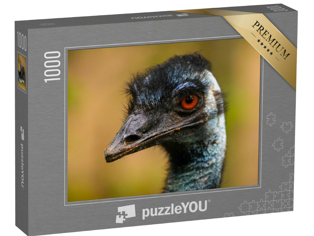 Puzzel 1000 stukjes „Close-up van een emoe met snavel en kop“