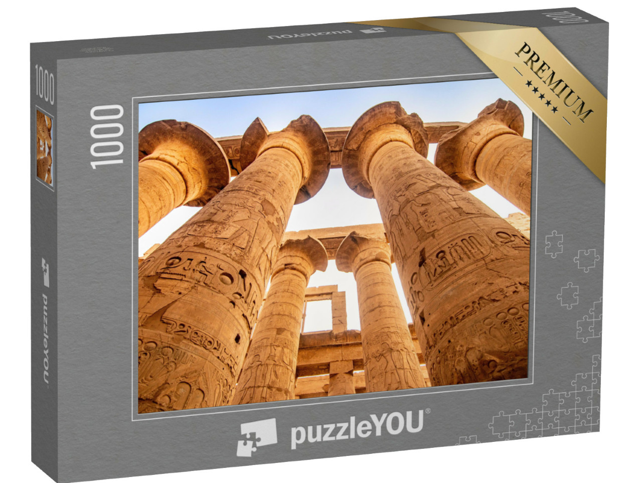 Puzzel 1000 stukjes „Zuilen, architectuur en hiërogliefen in de Karnaktempel bij Luxor, Egypte“