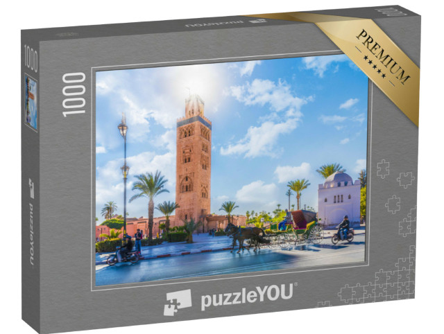 Puzzel 1000 stukjes „Minaret van de Koutoubia moskee in de Medina wijk van Marrakech, Marokko“