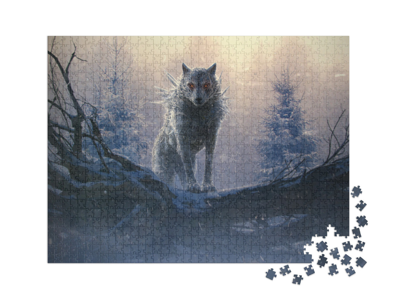 Puzzel 1000 stukjes XXL „Fenrir, de reusachtige ijswolf uit de Noorse mythologie“