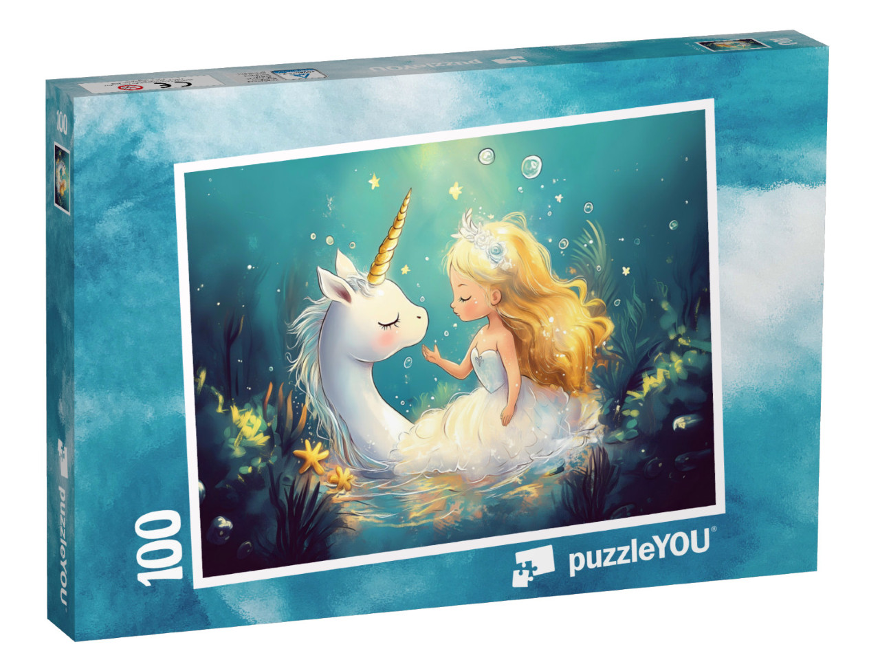 Puzzel 100 stukjes „Prinses in het magische land van de eenhoorns“