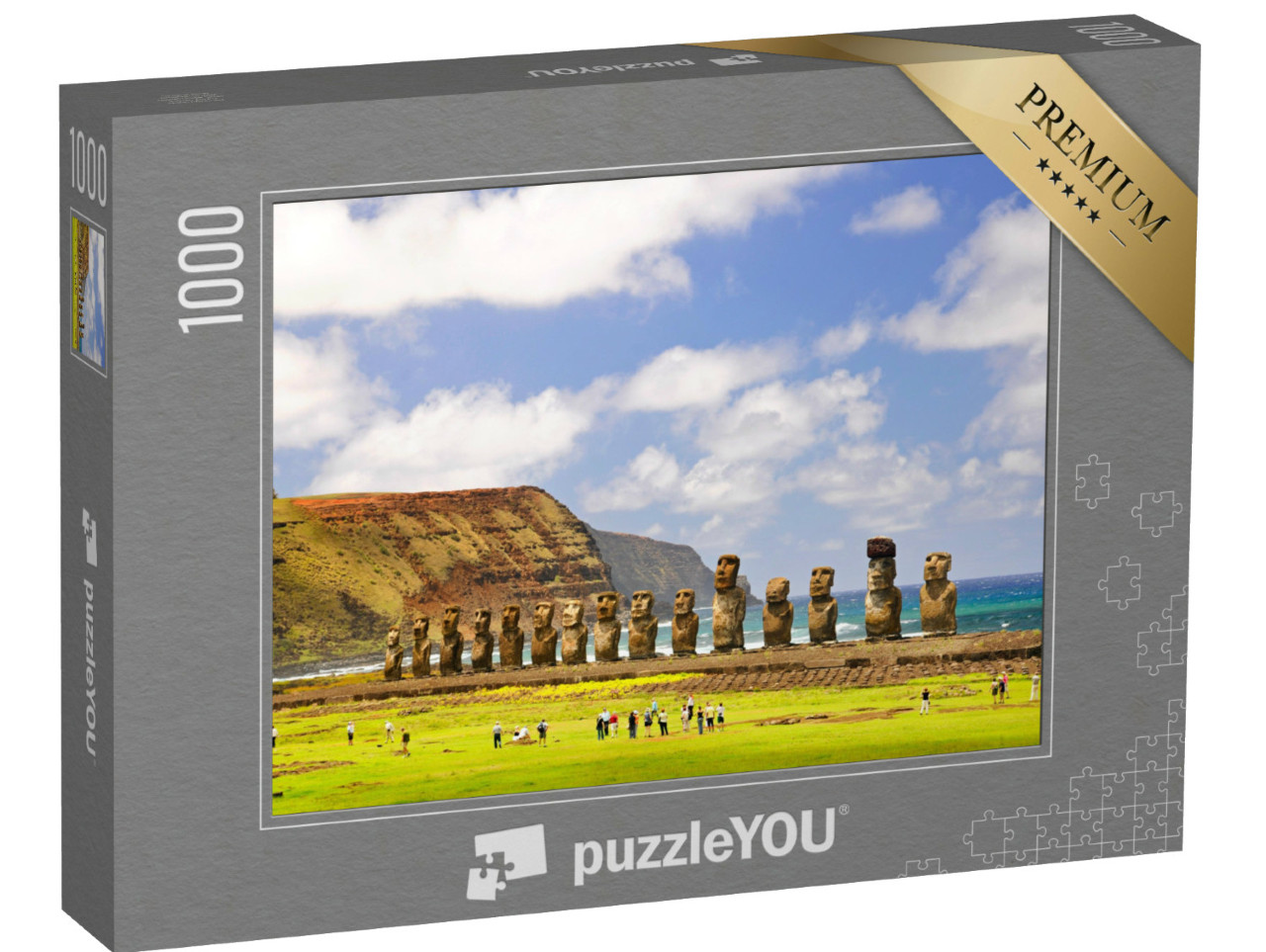 Puzzel 1000 stukjes „Stenen figuren Moais van Ahu Tongariki op Paaseiland, Chili“