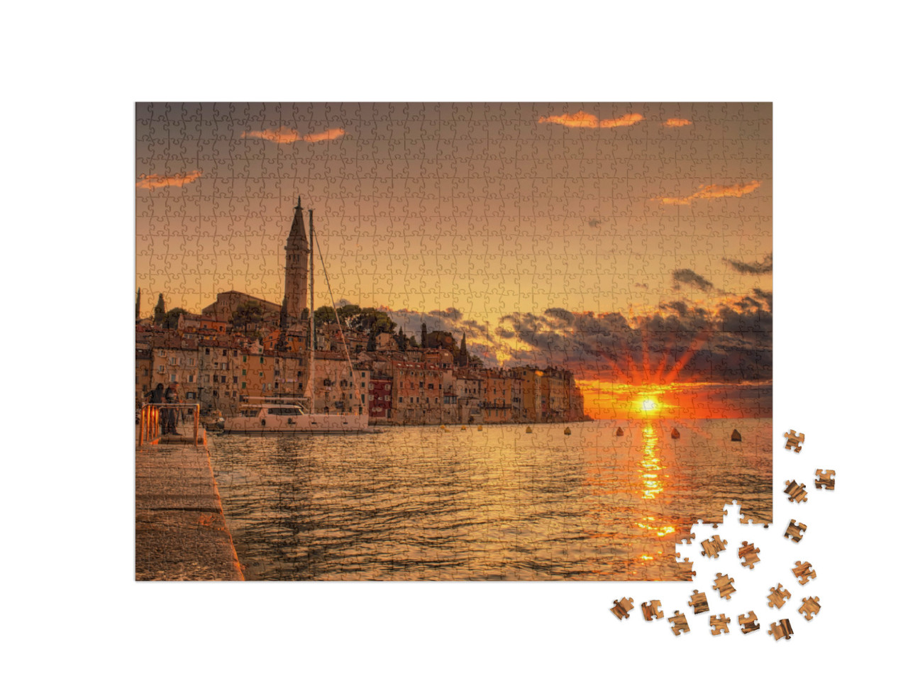 Puzzel 1000 stukjes „Zonsondergang boven Rovinj aan de Kroatische Adriatische Zee“