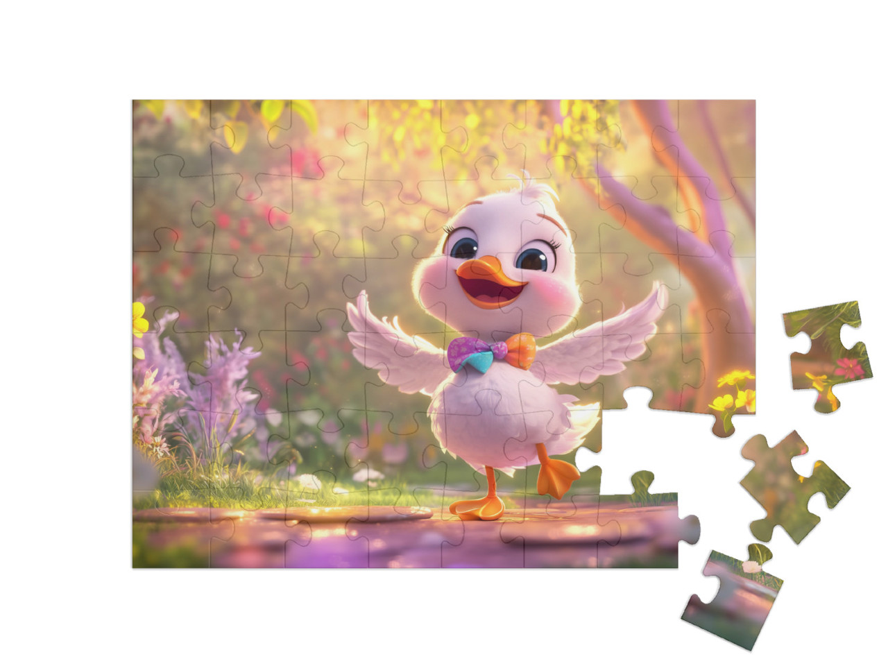 Puzzel 48 stukjes „Het eendje bij de lentedans“